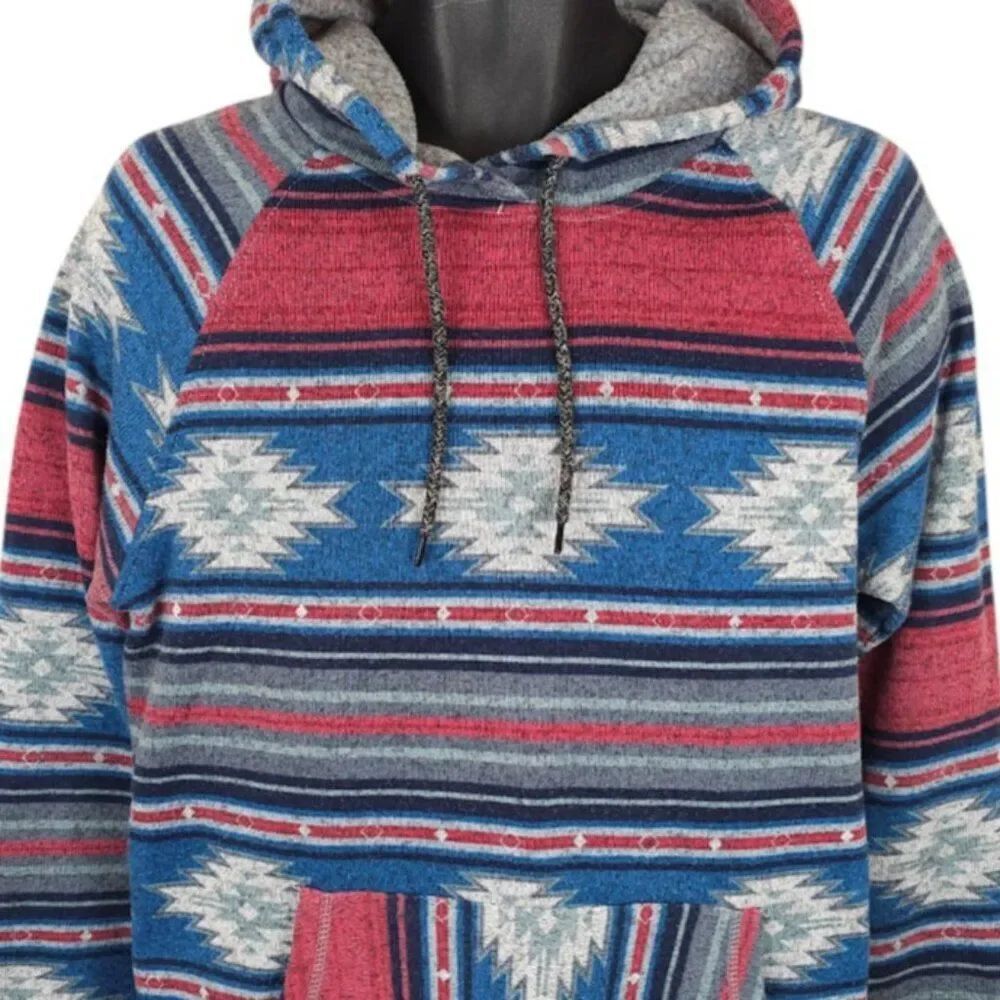 Brooklyn Cloth Southwestern Sweatshirt Hoodie Mens Size Medium Blue Pink Aztec
